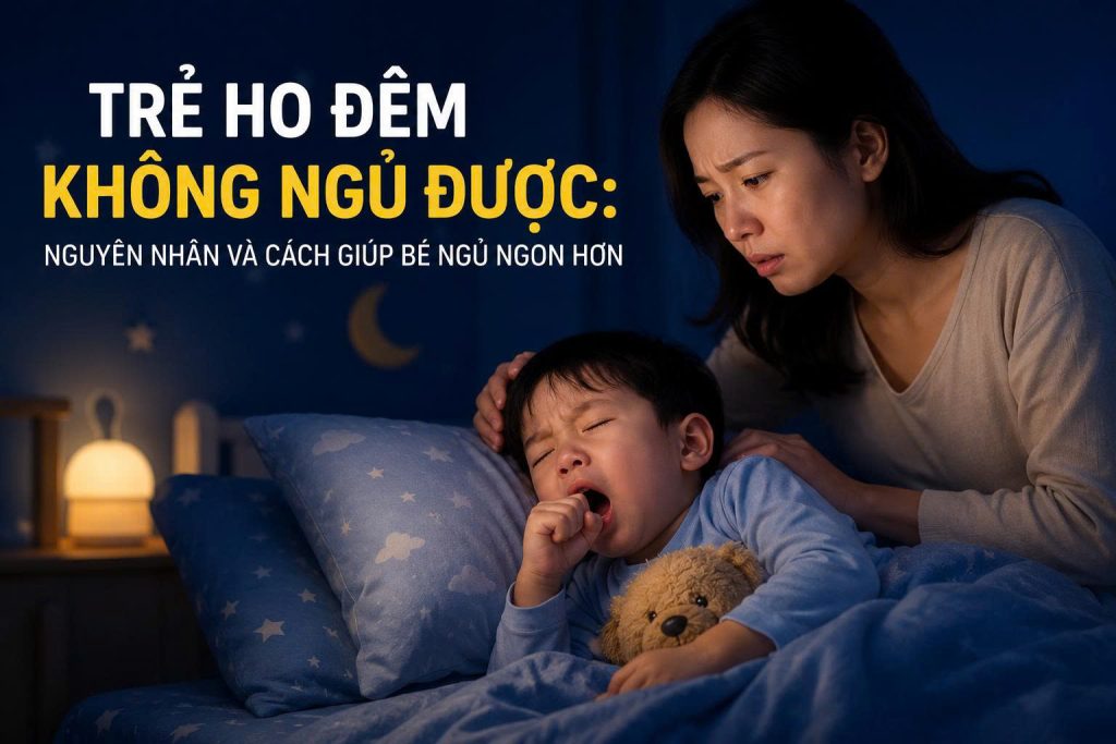 Trẻ ho đêm không ngủ được khiến bé mệt mỏi, quấy khóc. Tìm hiểu nguyên nhân gây ho về đêm và các cách giúp bé ngủ ngon, giảm kích ứng họng.